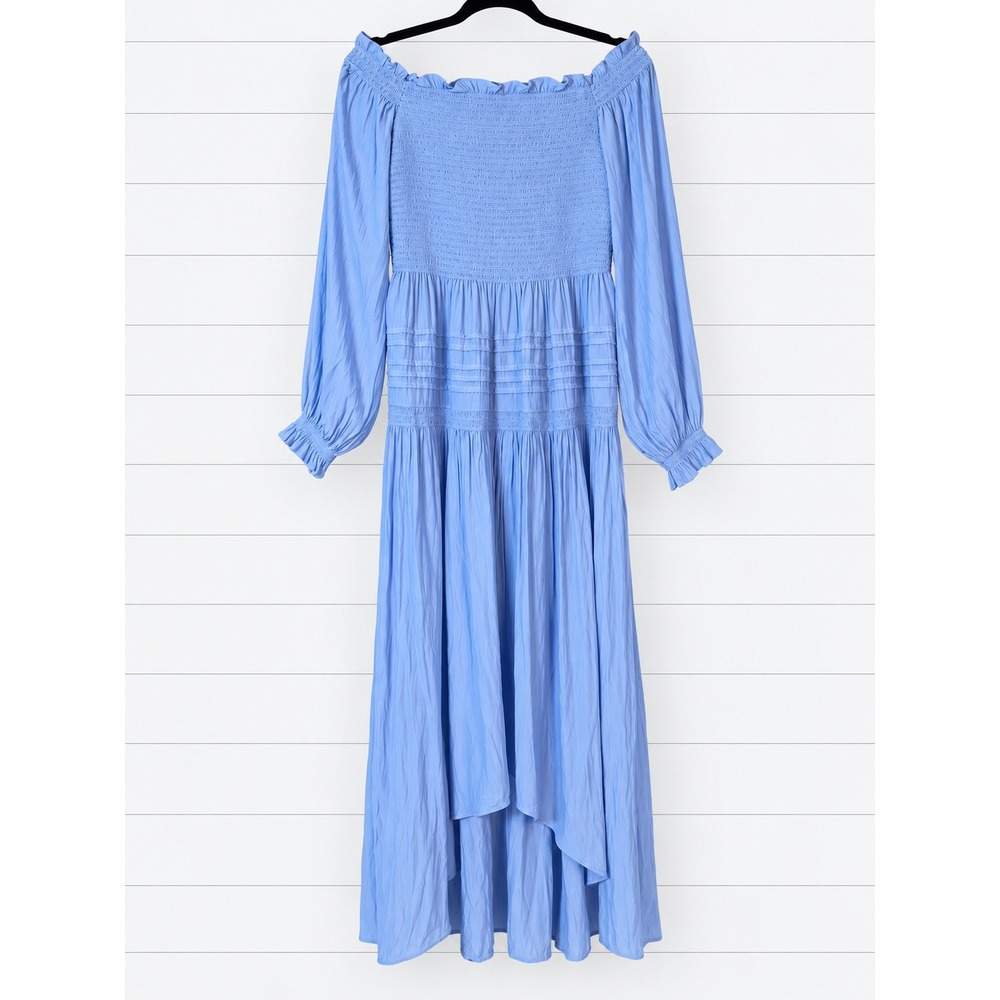 Ramy Brook Anita Ocean Blue Off The Shoudler Hi-Lo Dress (MSRP: $405) Medium - Picture 3 of 5